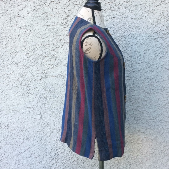 Vintage Striped Multicolored Button Chain Vest - Picture 3 of 7